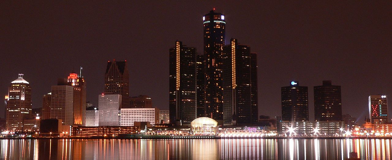 Detroit at night